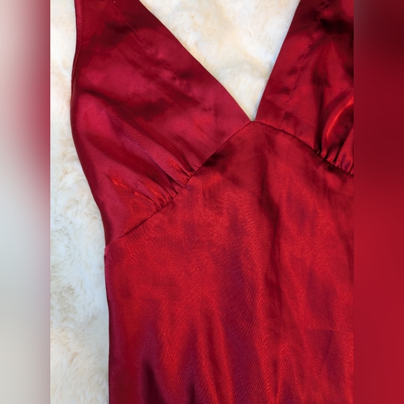 Vtg 90s Ox Blood Satin Slip Dress - Picture 7 of 7